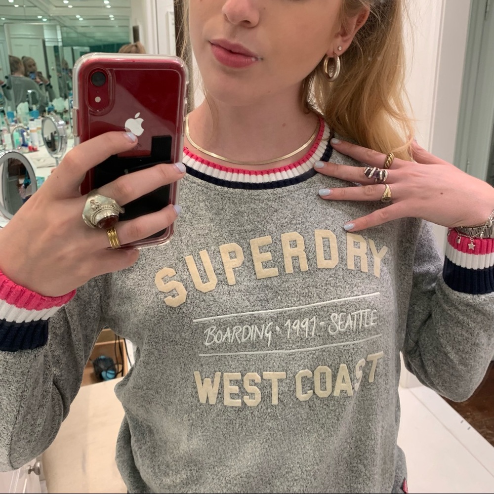 Gray Superdry Crew Neck Sweatshirt